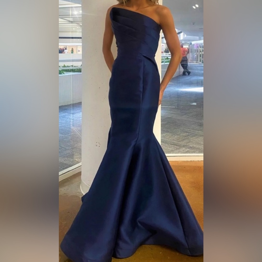 Nicole Bakti Blue One Shoulder Gown for Weddings